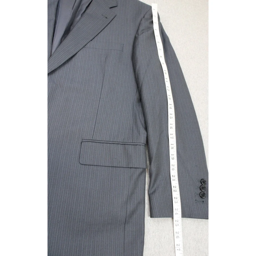 Jos A Bank Blazer Mens 42R Gray Striped Lined 2 Button Suit‎ Jacket